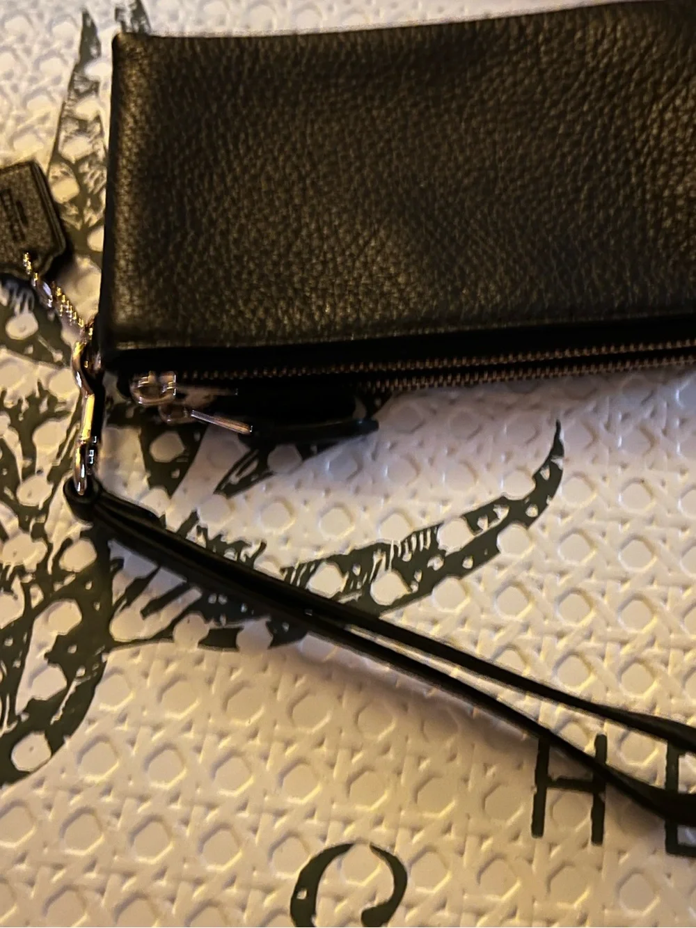 Coach Black Pebbled Leather Zip Wrist Pouch (Excellent Condition)